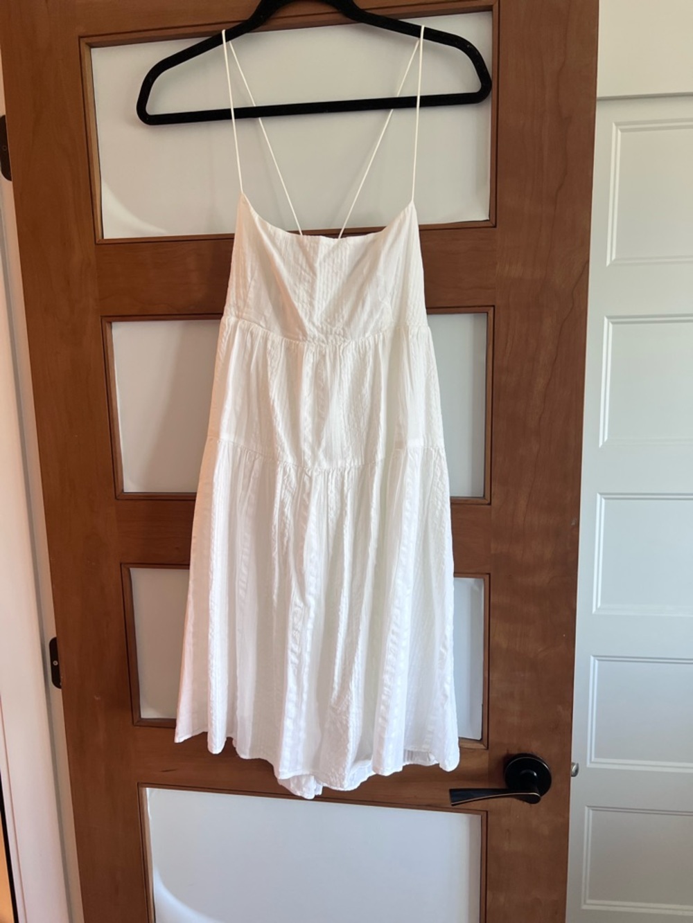 Aritzia White Tiered Spaghetti-Strap Mini Dress